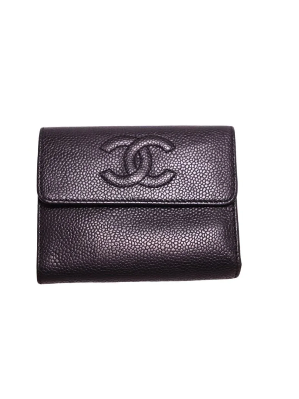 Chanel No 5 CC Logo Caviar Leather Trifold Wallet